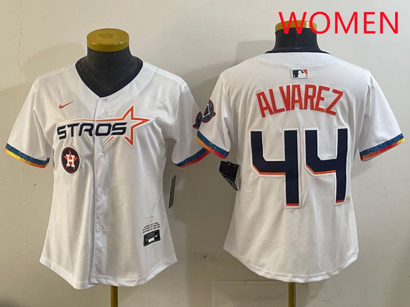 Women Houston Astros #44 Alvarez White Fourth generation Joint Name 2025 Nike MLB Jersey style 10->women mlb jersey->Women Jersey